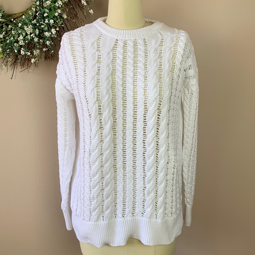 Michael Kors White Cable Knit Sweater - Size M